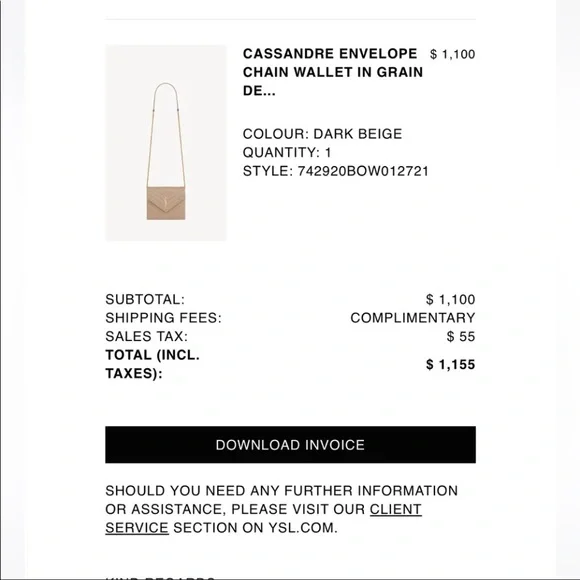 Yves Saint Laurent Cassandre Envelope Chain wallet - Picture 4 of 12